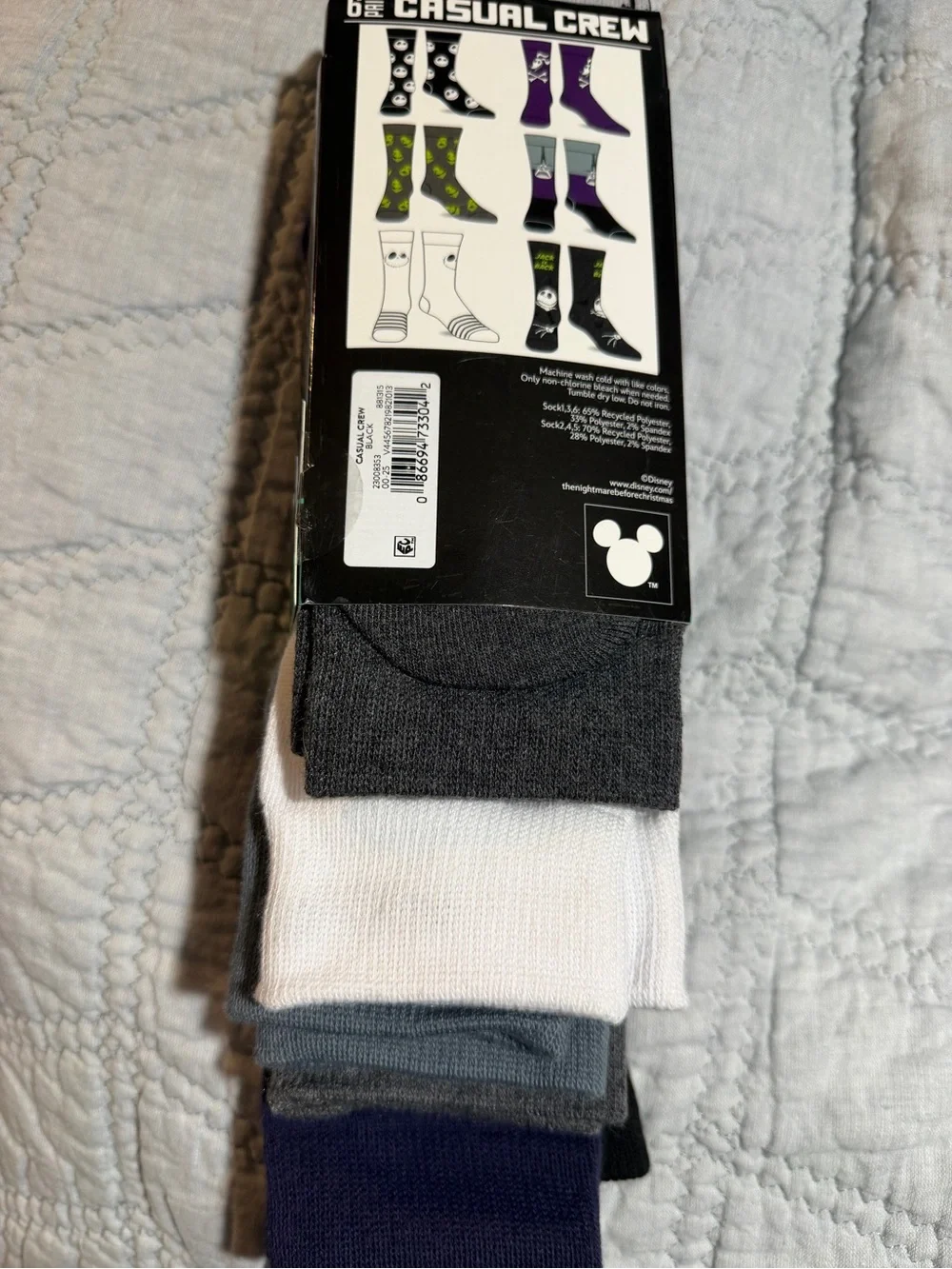 The Nightmare Before Christmas Jack Skellington Casual Crew Socks - Black
